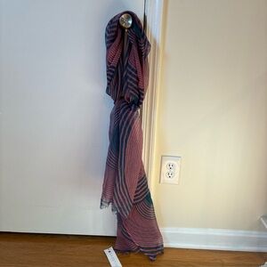 Babette coral and blue cashmere scarf NWT